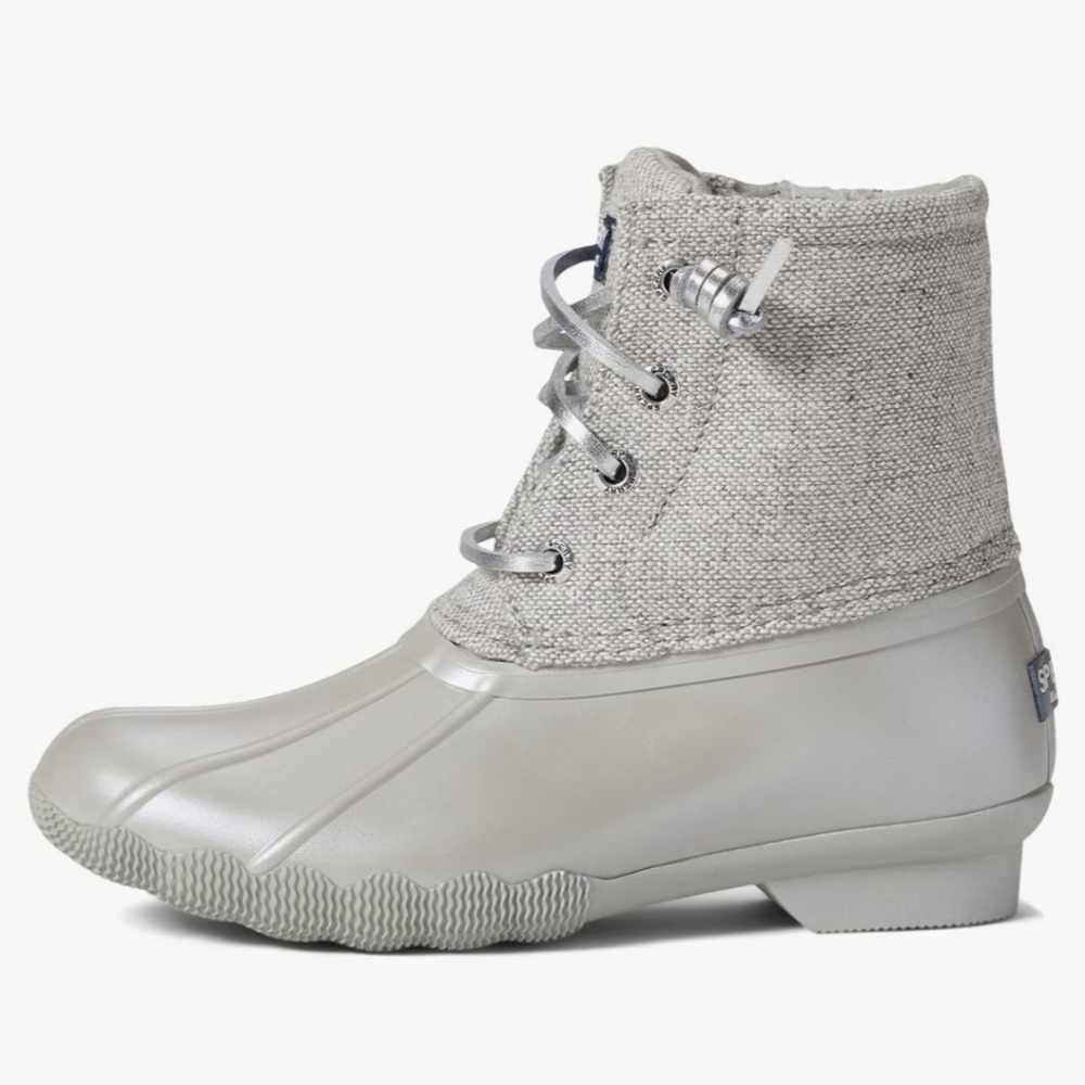 🆕 Sperry Topsider Core Saltwater Rain Duck Boots Grey Silver Iridescent Kids - Picture 4 of 16
